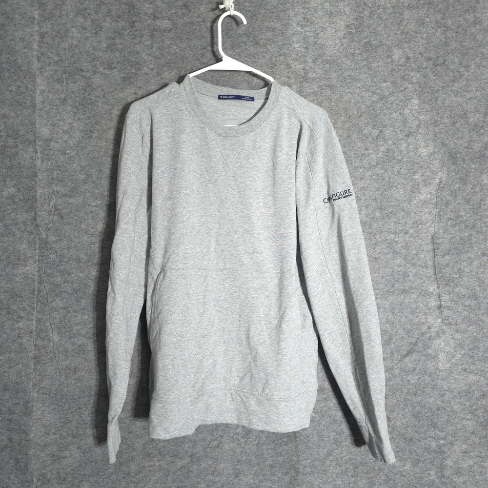 B. Draddy Sweatshirt Mens Medium Gray Cotton Spandex Crewneck V-Stitch Logo M